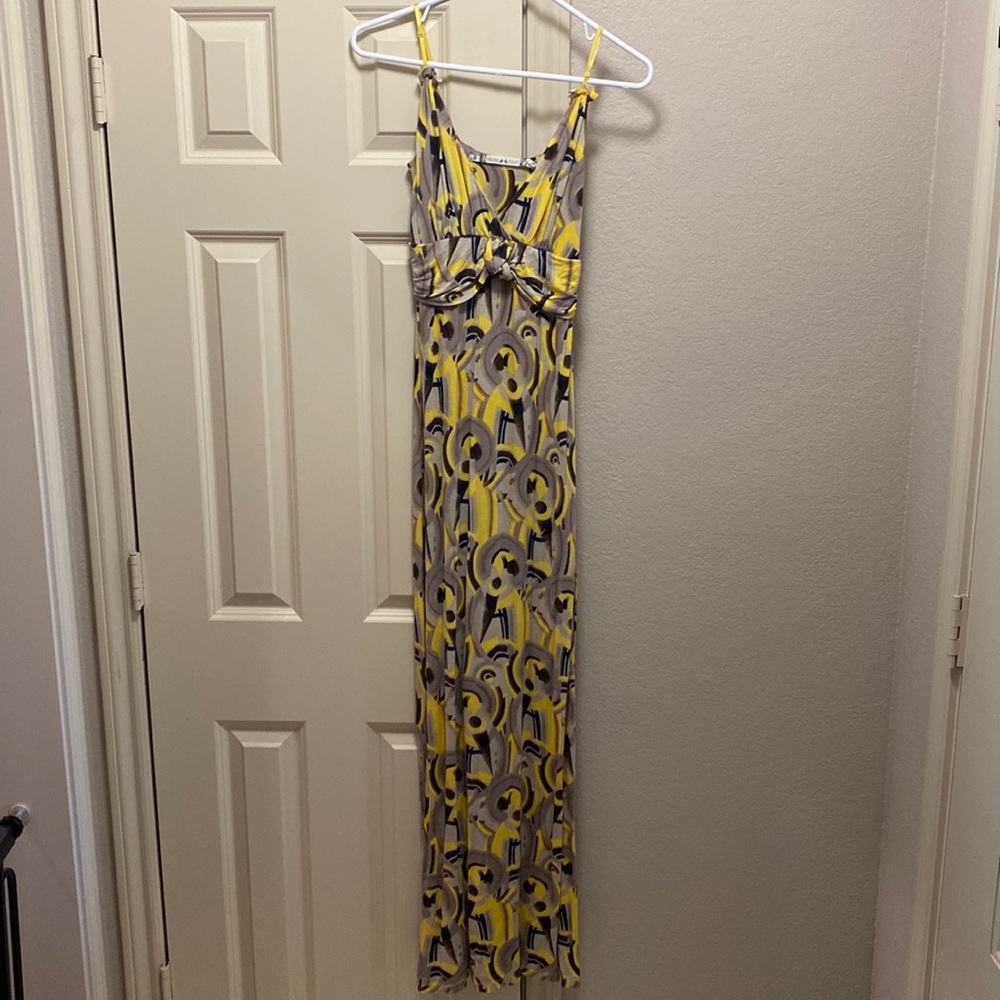 Chelsea & Violet maxi dress. Yellow, grey, black and brown. Size- medium